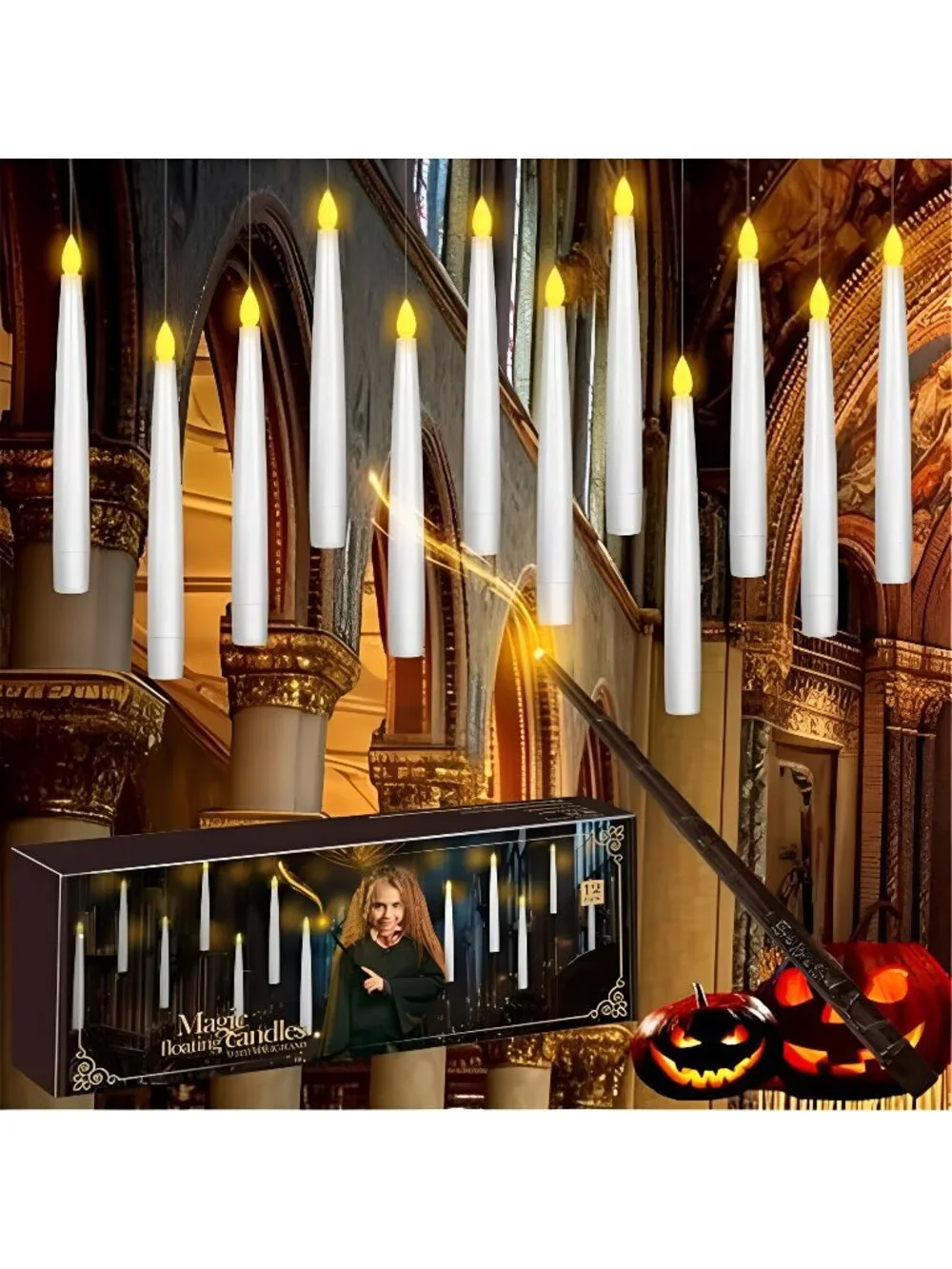 20pcs Flameless Taper Candles with Remote, 3D Window Candle, Floating Hanging